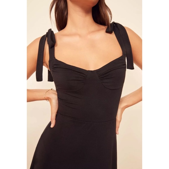 Reformation Black Wells Tie Shoulder Dress - Picture 4 of 11
